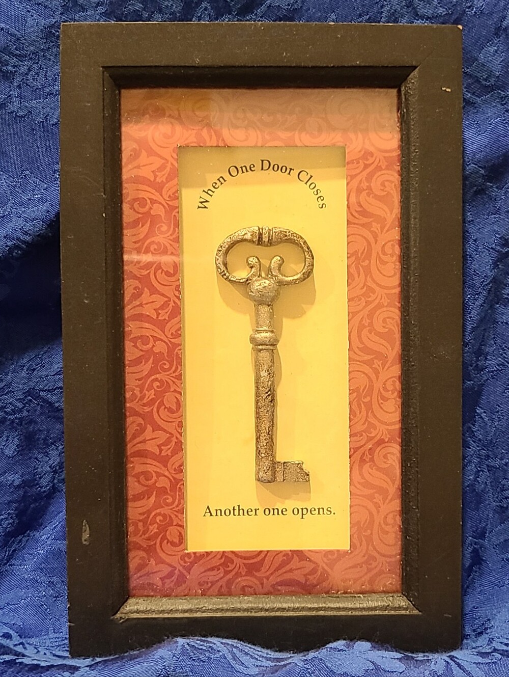 Antique-Style Key Shadow Box Wall Art - Black Frame, Red Mat